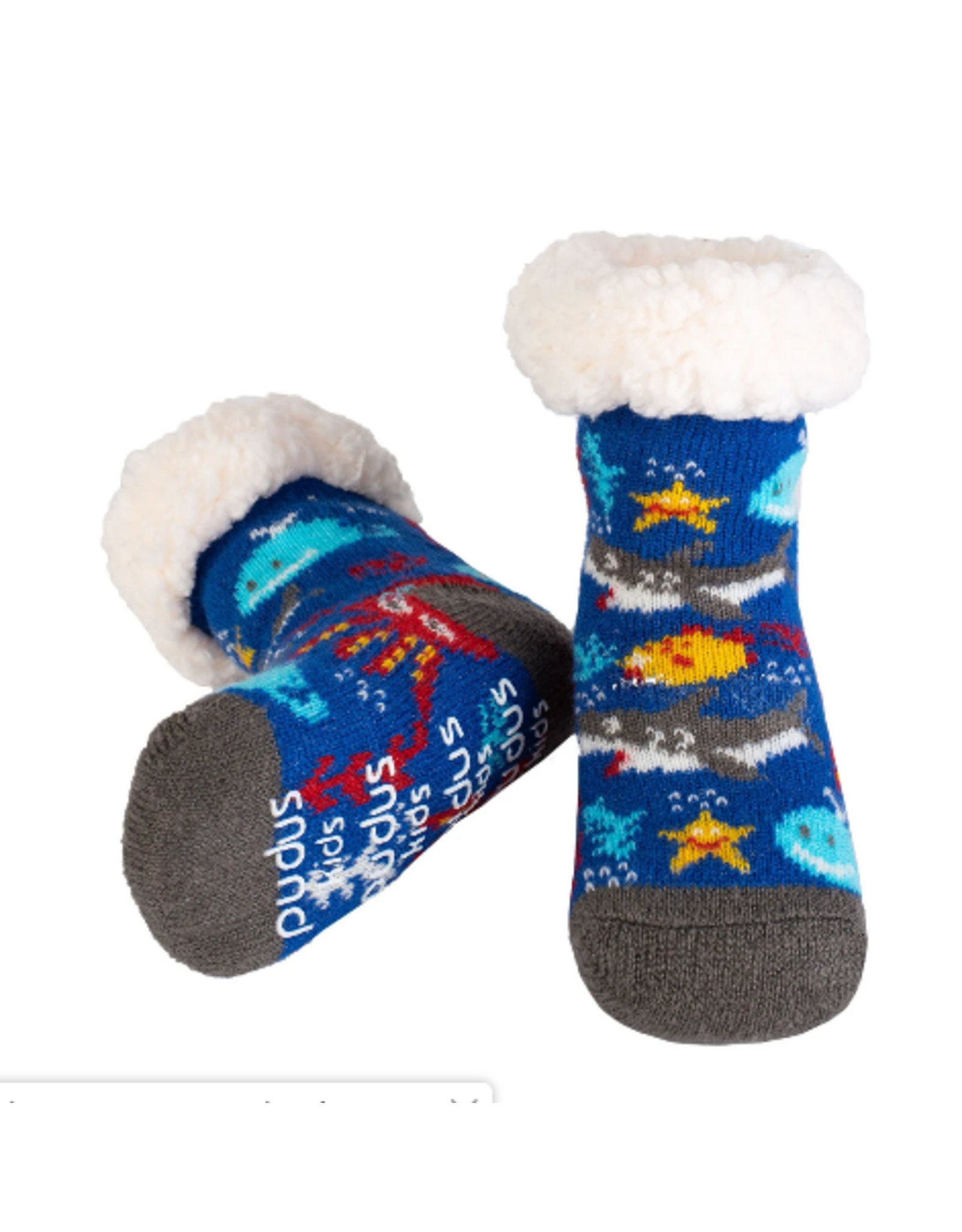 Pudus Toddler Classic Slipper Socks- Shark Multi