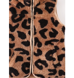 Honey Dew Leopard Zip Sherpa Vest-Adult