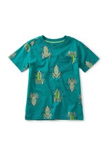 Tea Collection Friendly Frogs Printed Pocket Tee