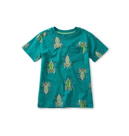 Tea Collection Friendly Frogs Printed Pocket Tee