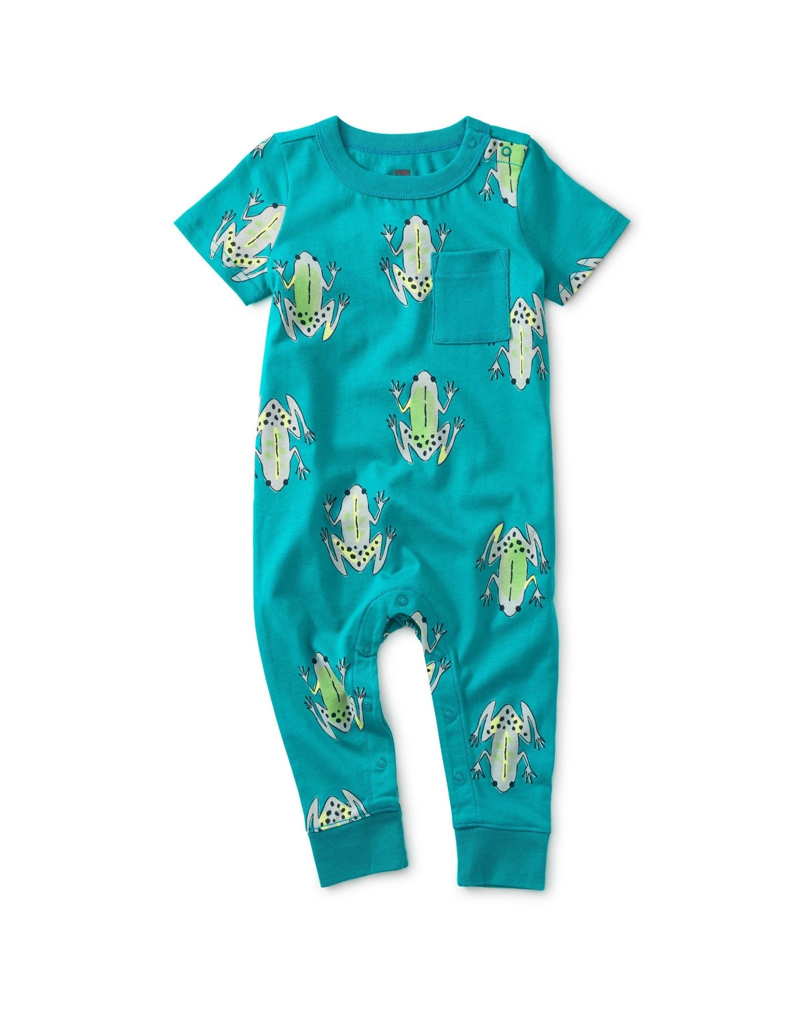 Tea Collection Friendly Frogs Pocket Baby Romper