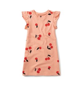 Tea Collection Tulip Sleeve Mini Dress - Cherry Toss in Pink