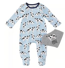 Mudpie Cow Sleeper and Bib