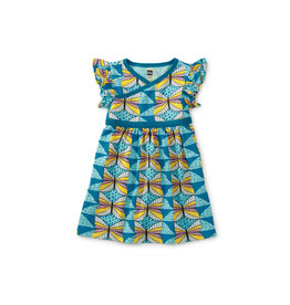 Tea Collection Wrap Neck Baby Dress~Caribbean Butterfly in Blue