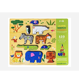 10pc Stacking Wood Puzzle /123 Zoo