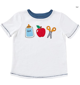 Mudpie Boy School Tee in White w/ Applique