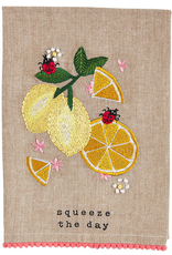 Mudpie Lemon Embroidered Fruit Towel