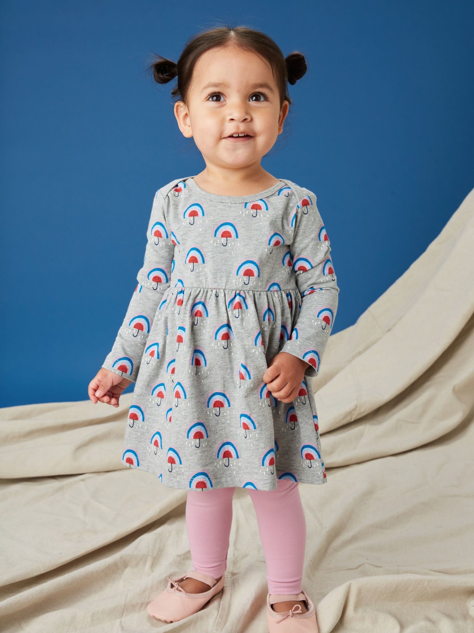 Long Sleeve Skirted Baby Dress Rainbow Umbrella Callie s Boutique