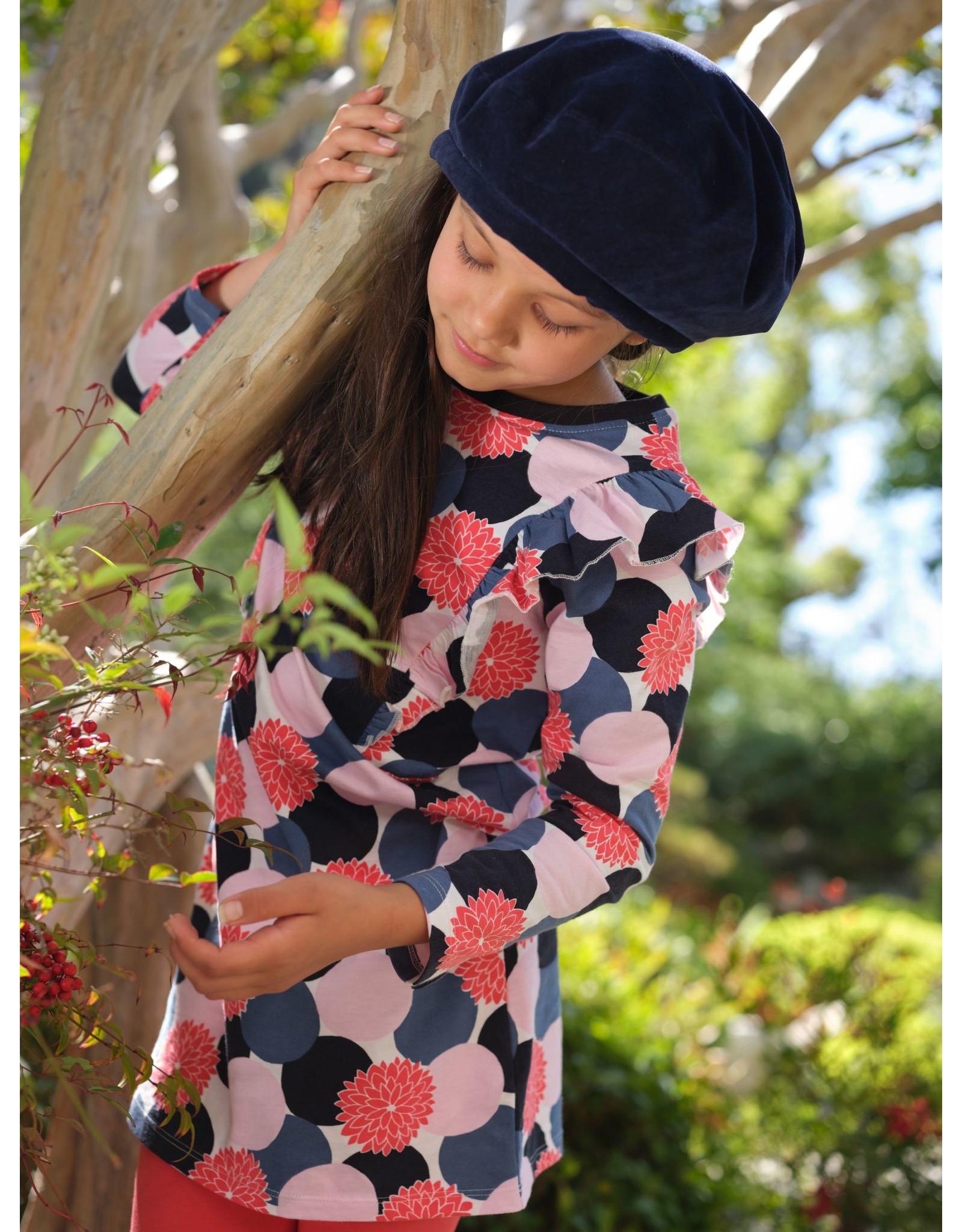 Tea Collection Ruffle Sleeve A-Line Dress - Kimono Dots