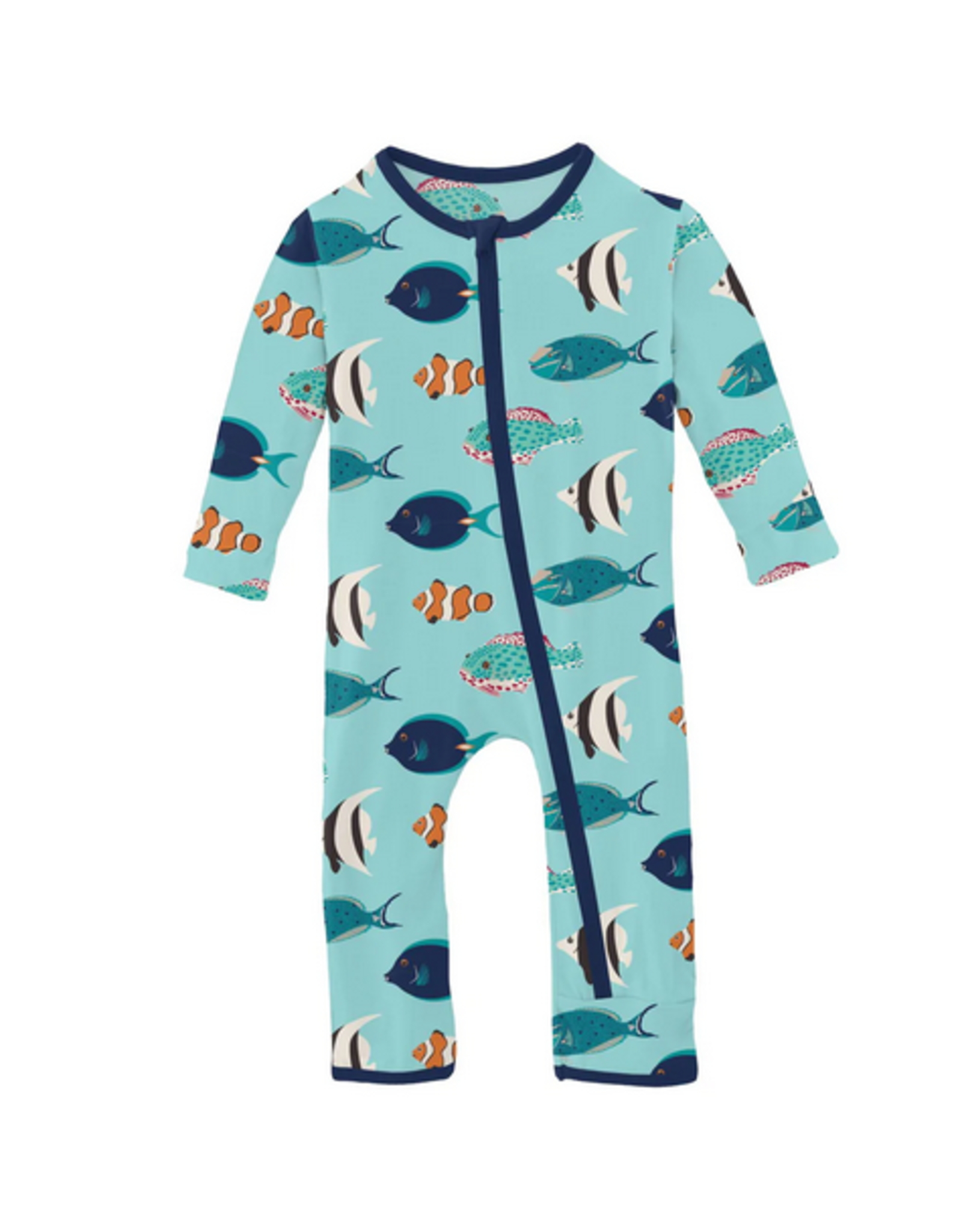 Print Coverall w/ Zipper-Tropical Fish - Callie's Boutique