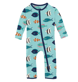 Kickee  Pants Print Coverall w/ Zipper-Tropical Fish