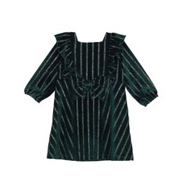 Dancing in the Dew Green Velvet Ruffle Dress