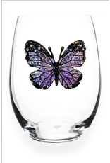 The Queens' Jewels Purple Butterfly Jeweled Stemless Wine Glass