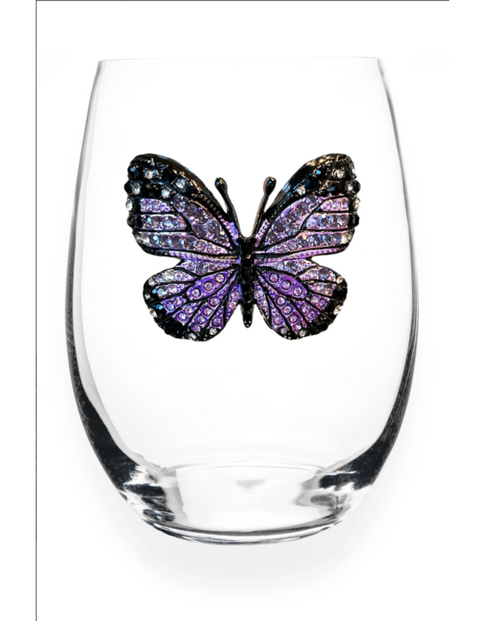 The Queens' Jewels Purple Butterfly Jeweled Stemless Wine Glass