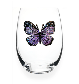 The Queens' Jewels Purple Butterfly Jeweled Stemless Wine Glass