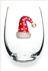 The Queens' Jewels Christmas Hat Jeweled Stemless Wine Glass
