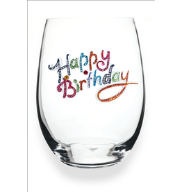 The Queens' Jewels Happy Birthday Jeweled Stemless Wine Glass