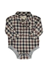 Me & Henry Jasper Woven Onesie - Cream/Black/Grey