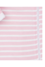 PJs Team Stripes Footie W/ Zipper-Pink