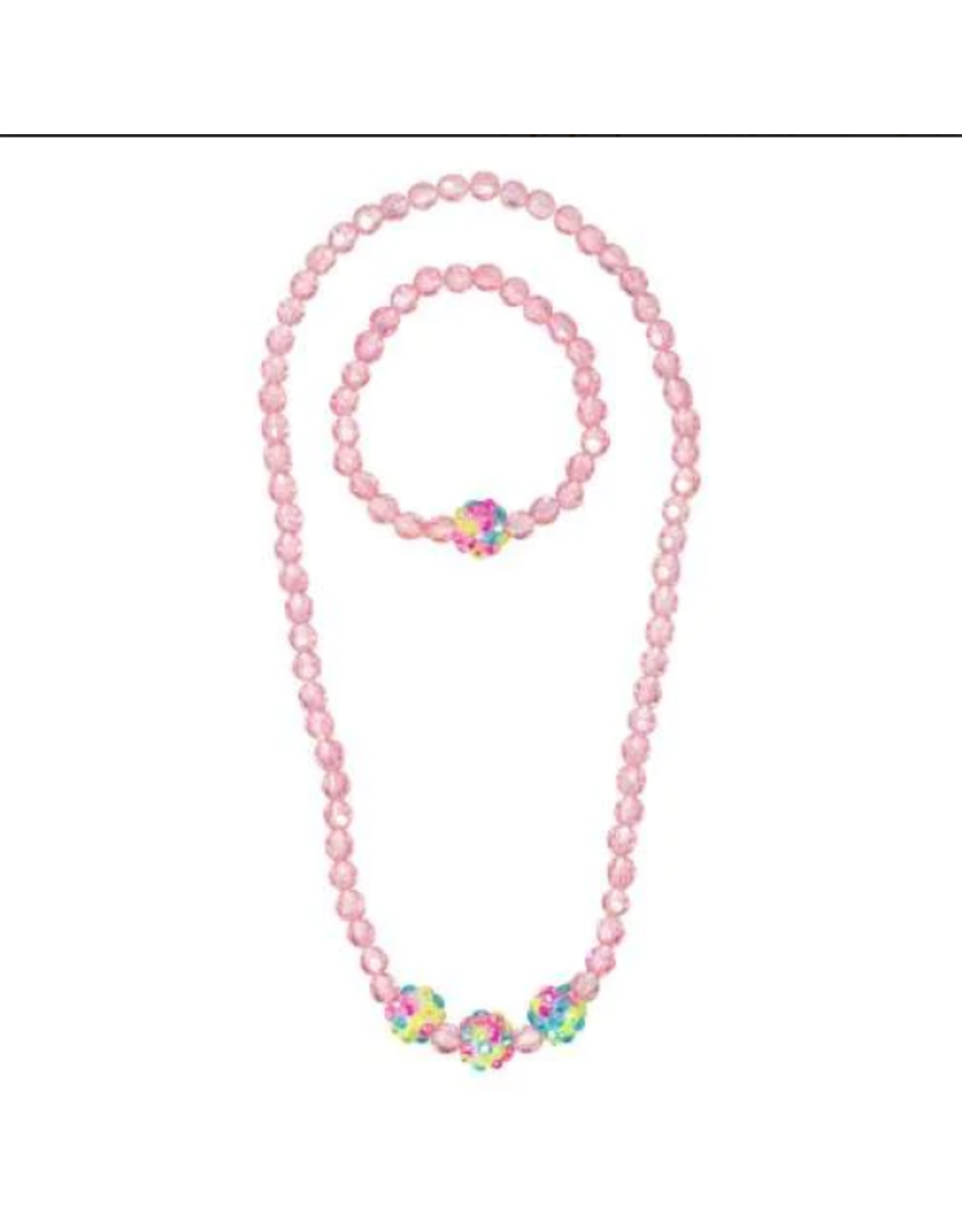Bubble Gum Rhinestone Necklace and Bracelet Set