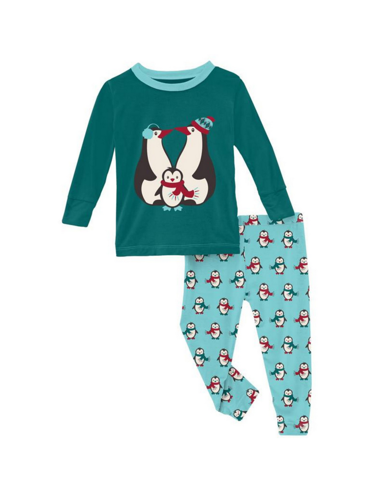 Kickee  Pants LS Graphic Tee Pajama Set-Iceberg Penguins