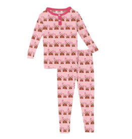 Kickee Pants LS Henley Pajama Set-Lotus Gingerbread