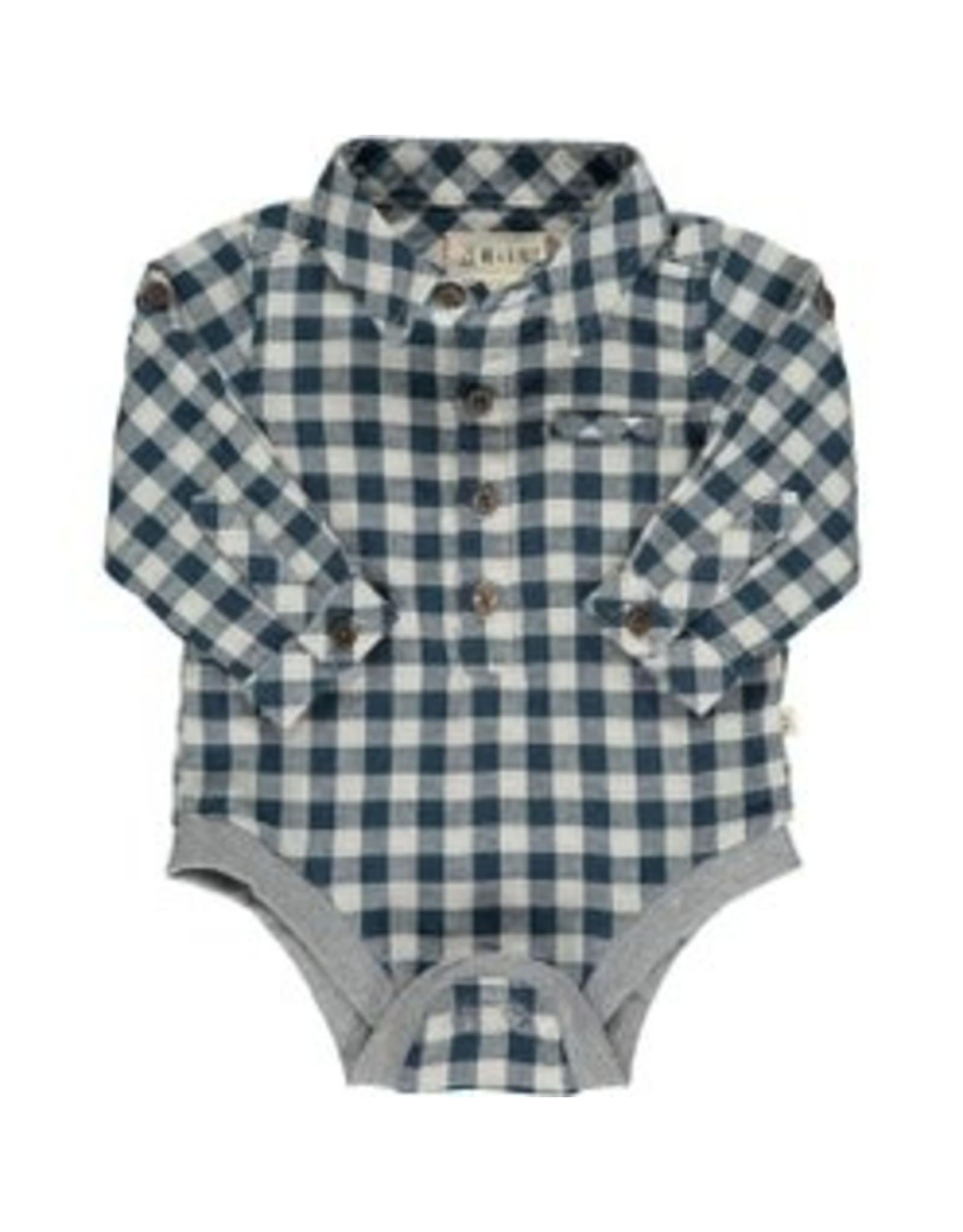 Me & Henry Jasper Woven Onesie - Navy Plaid