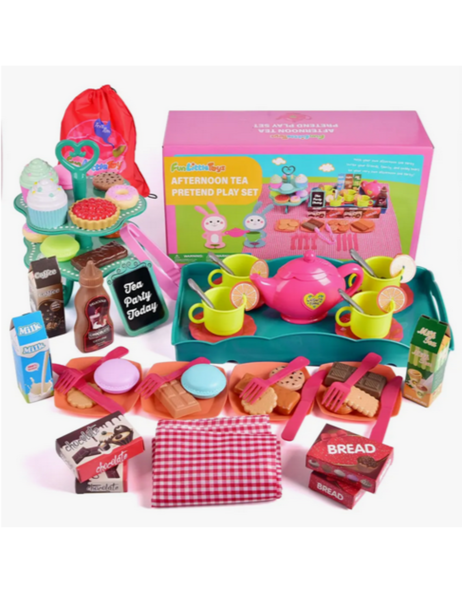 Fun Little Toys Girl's Afternoon Tea Party -Pretend Play Set 64 Pc.