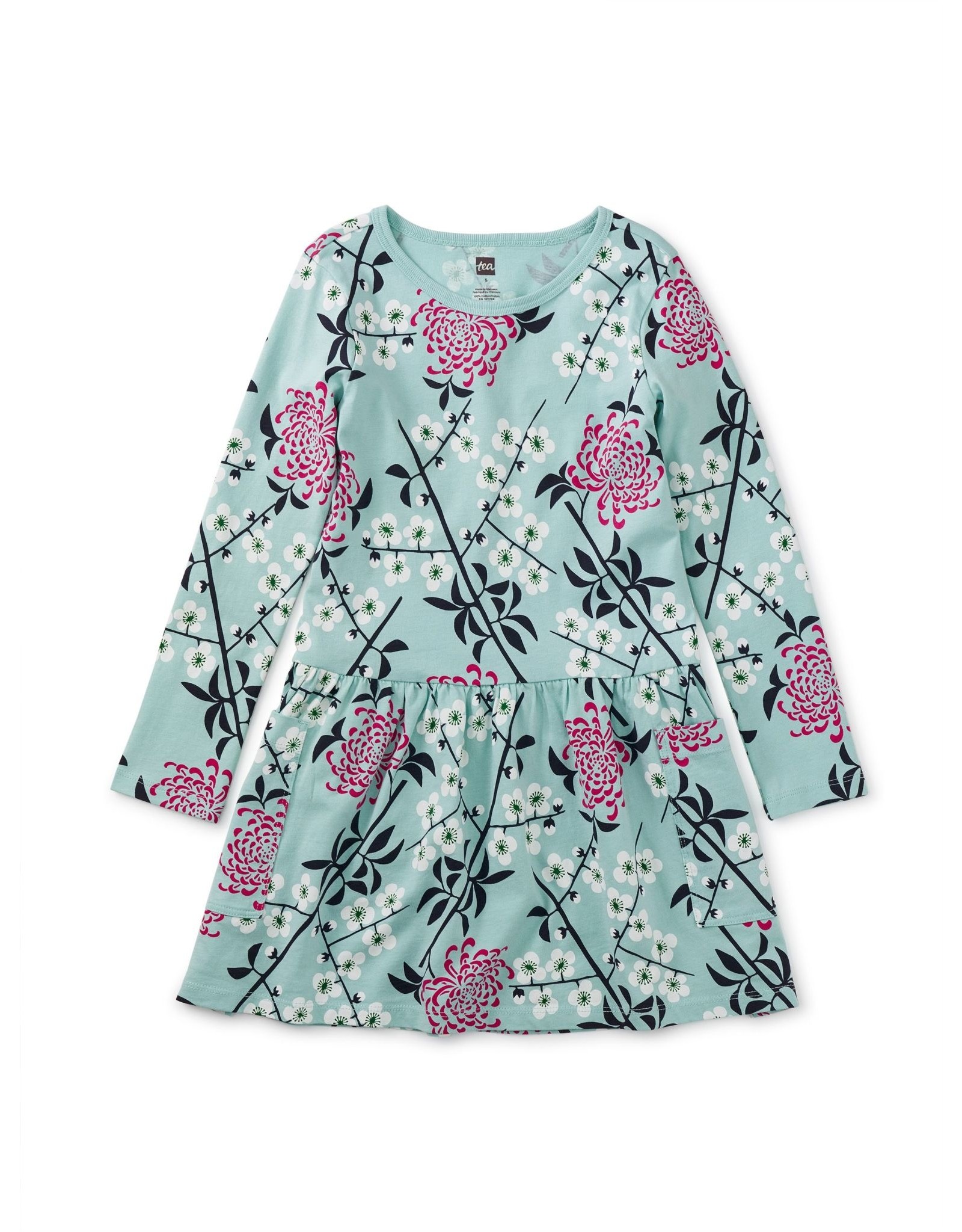 Tea Collection Long Sleeve Pocket Dress-Branch and Blossoms