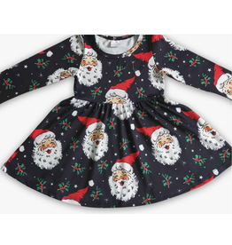 Santa Long Sleeve Black Twirl Dress