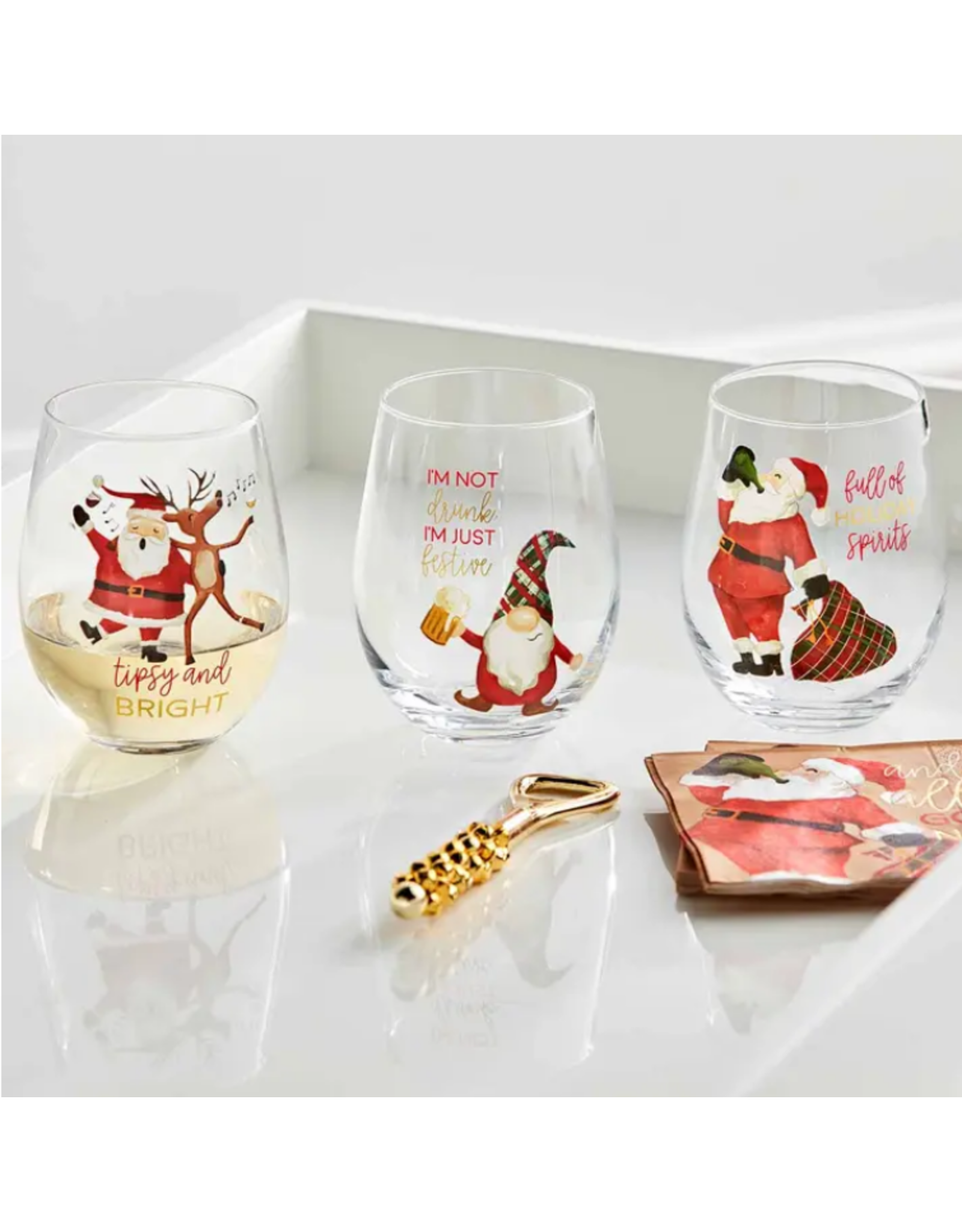 Mudpie Santa Drinking Wine Glass