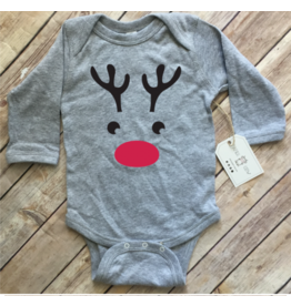 Paper Cow Rudolph the Reindeer Baby Bodysuit Grey LS