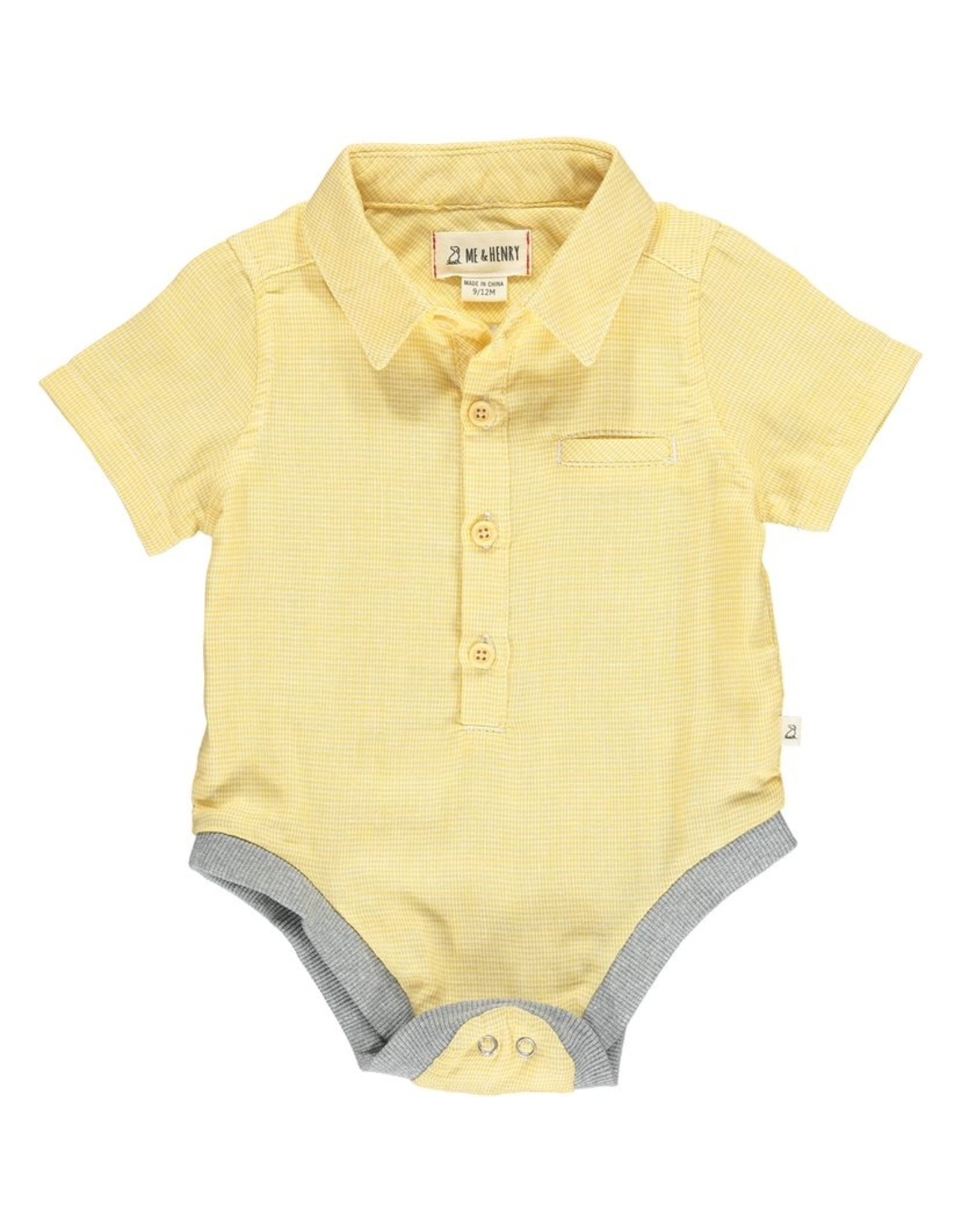 Me & Henry Helford Woven Onesie~Gold Micro Check