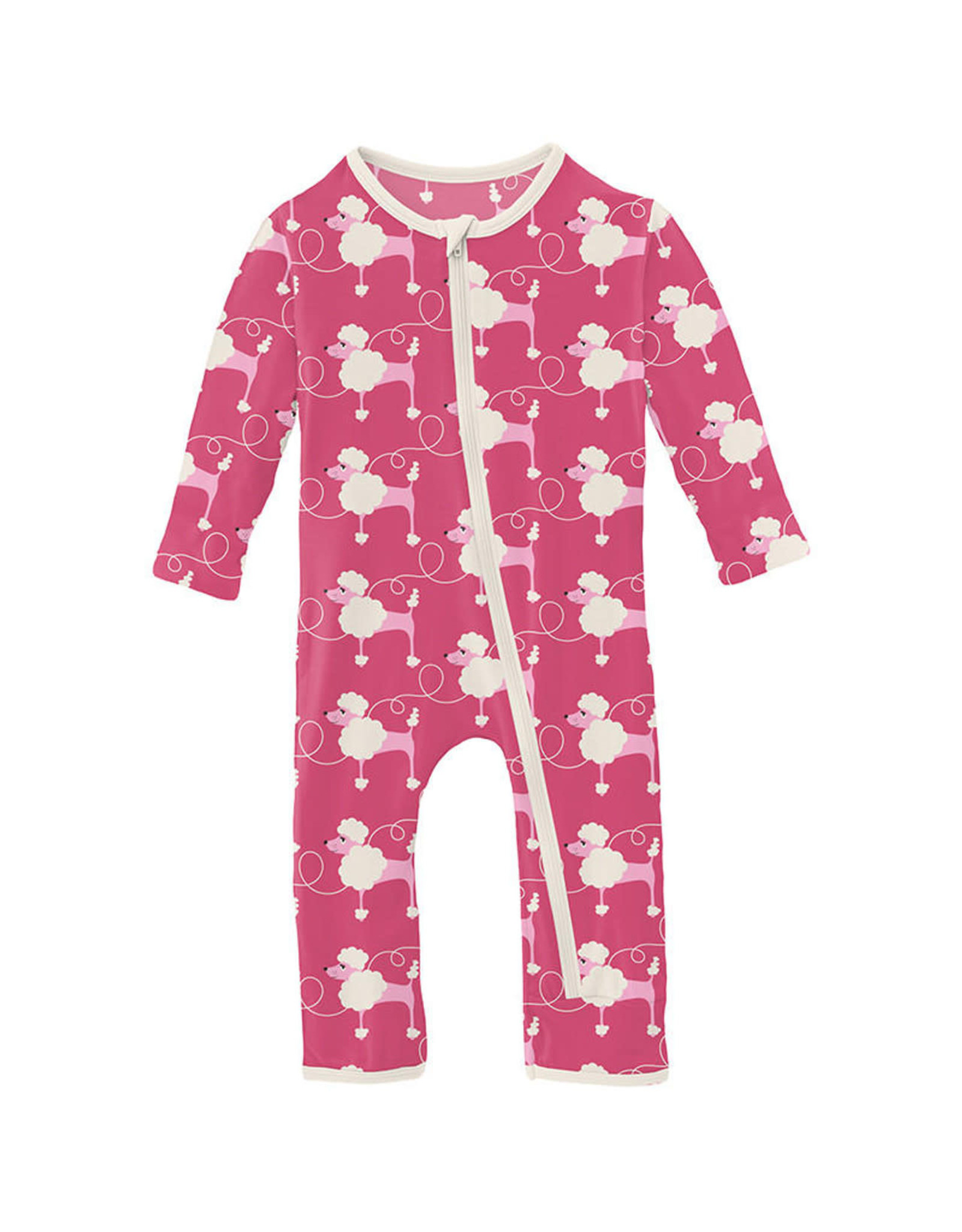 Kickee  Pants Print Muffin Ruffle Coverall with Zipper (Flamingo Poodles)