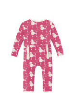 Kickee  Pants Print Muffin Ruffle Coverall with Zipper (Flamingo Poodles)