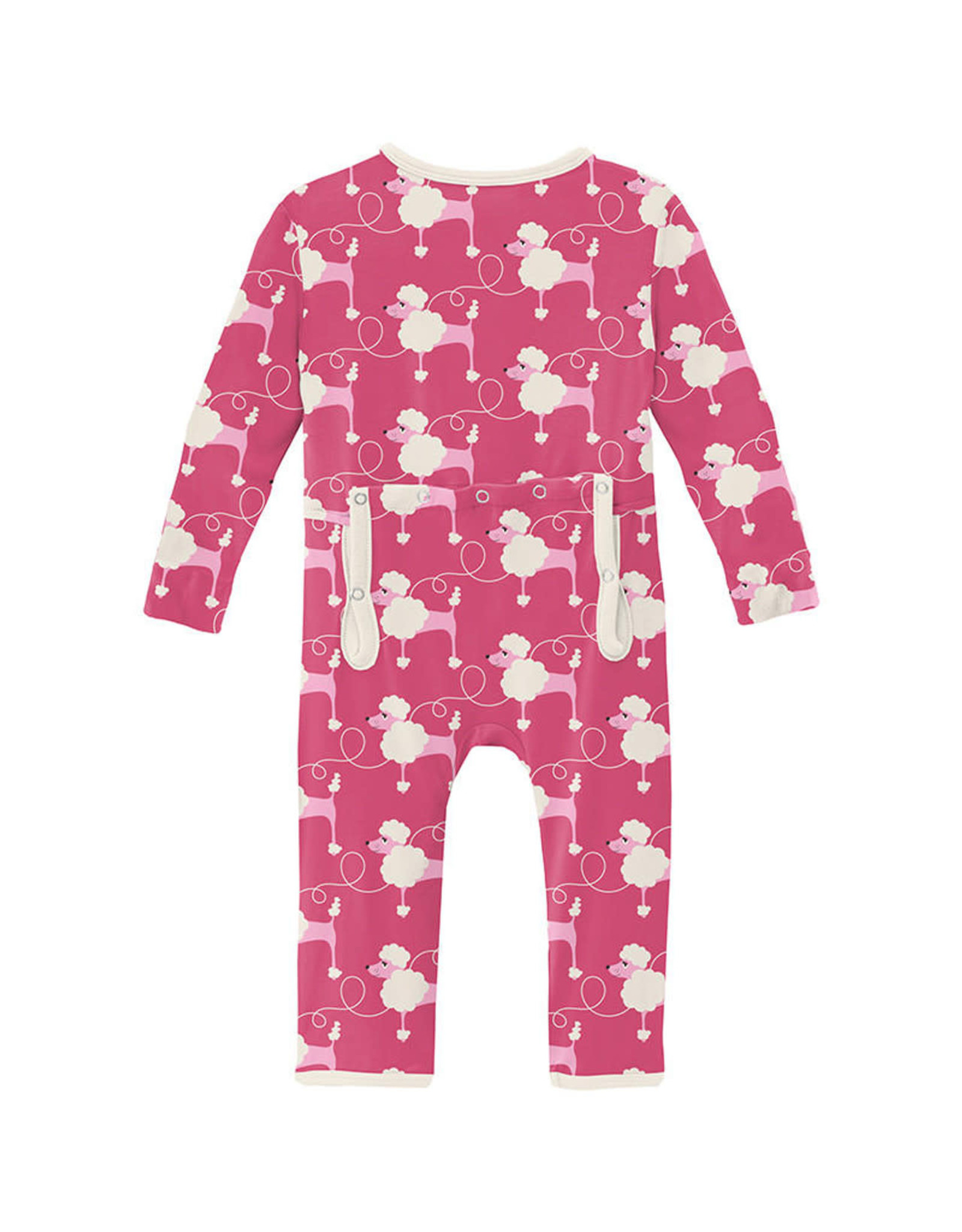 Kickee  Pants Print Muffin Ruffle Coverall with Zipper (Flamingo Poodles)