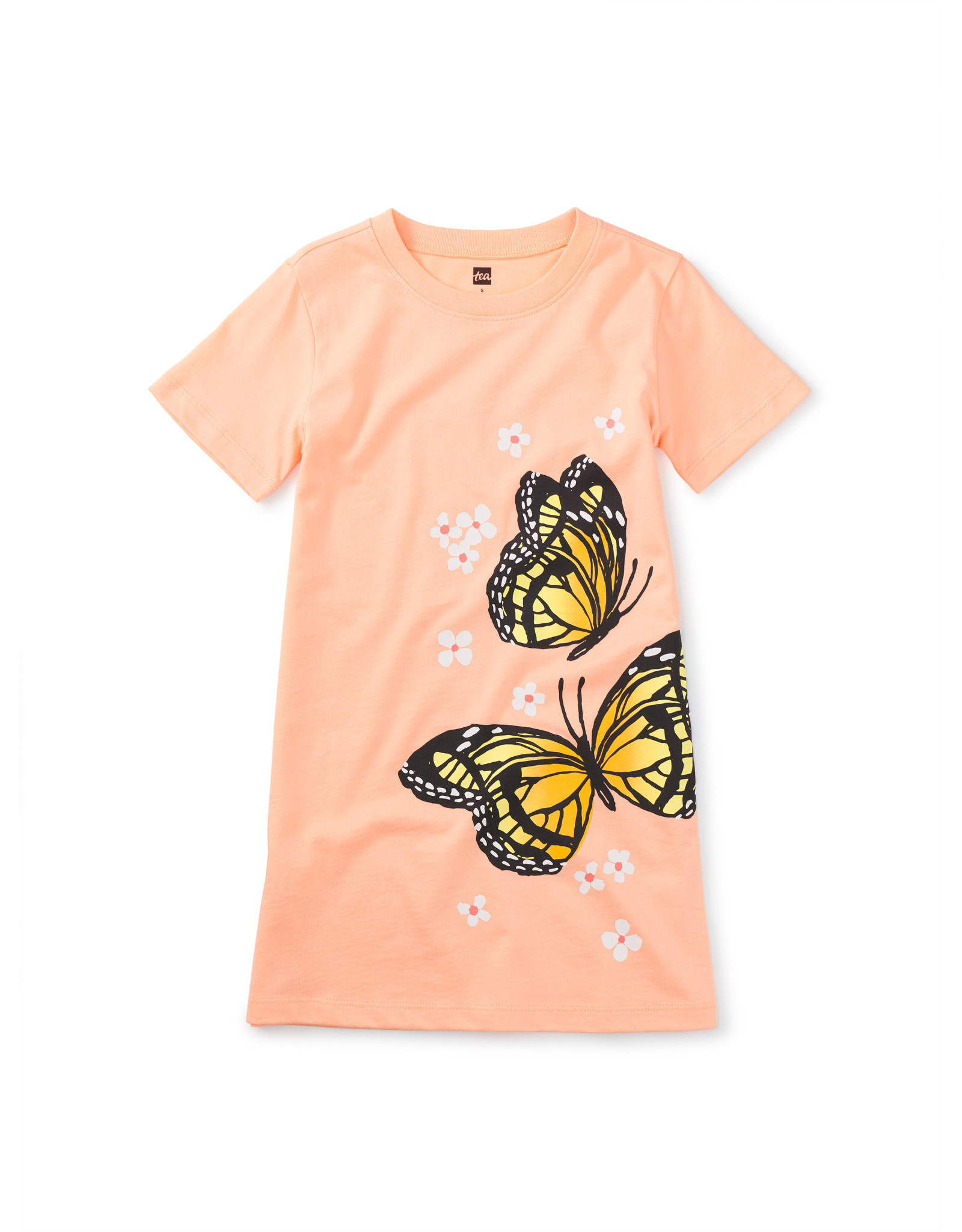 Tea Collection Monarch Butterfly T-shirt Dress-Salmon