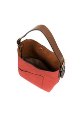 Joy Susan Hobo Handle Handbag-Red Linen/Coffee