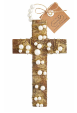 Mudpie Gold Pearl Cross Ornament