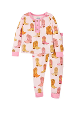 Mudpie Pink Cowboy Boots 2 pc Pajama Set