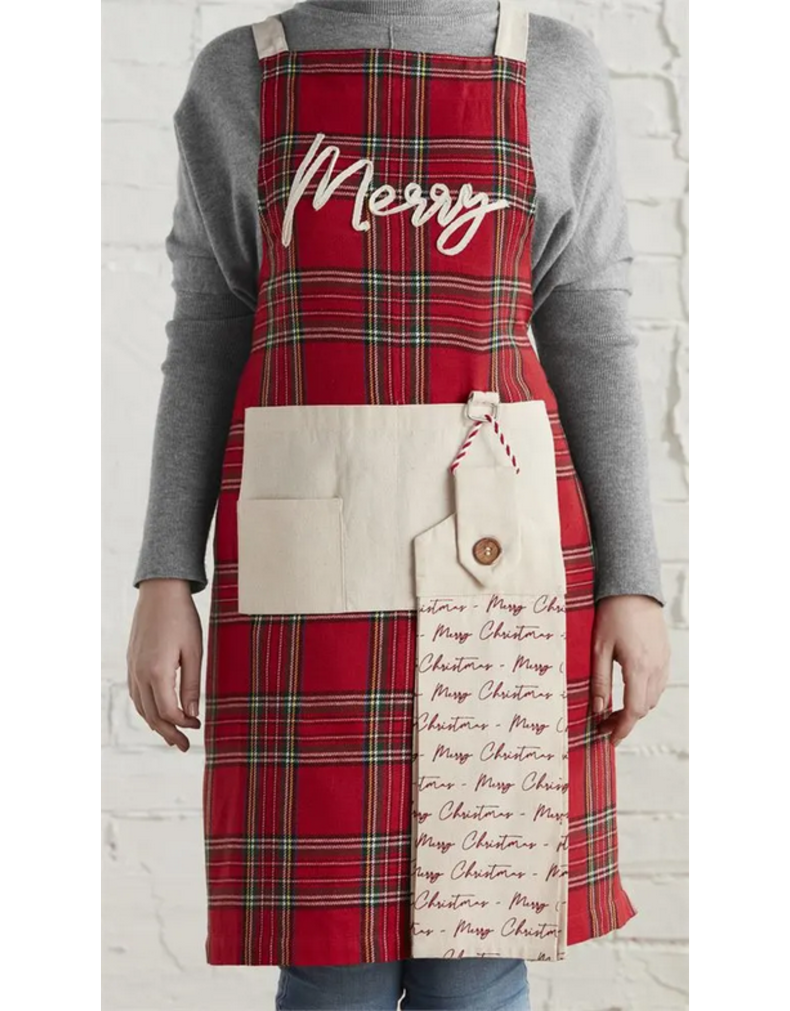 Mud Pie Holiday Dish Towel Set White Tartan Plaid