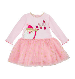 Mudpie Pink Santa Mesh Dress