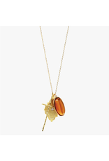 Splendid Iris Long Delicate Cross Multi Charm  Necklace-Gold
