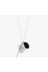 Splendid Iris Long Delicate Cross Multi Charm  Necklace-Silver