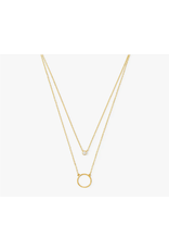 Splendid Iris Double Appeal Circle & CZ Necklace-Gold