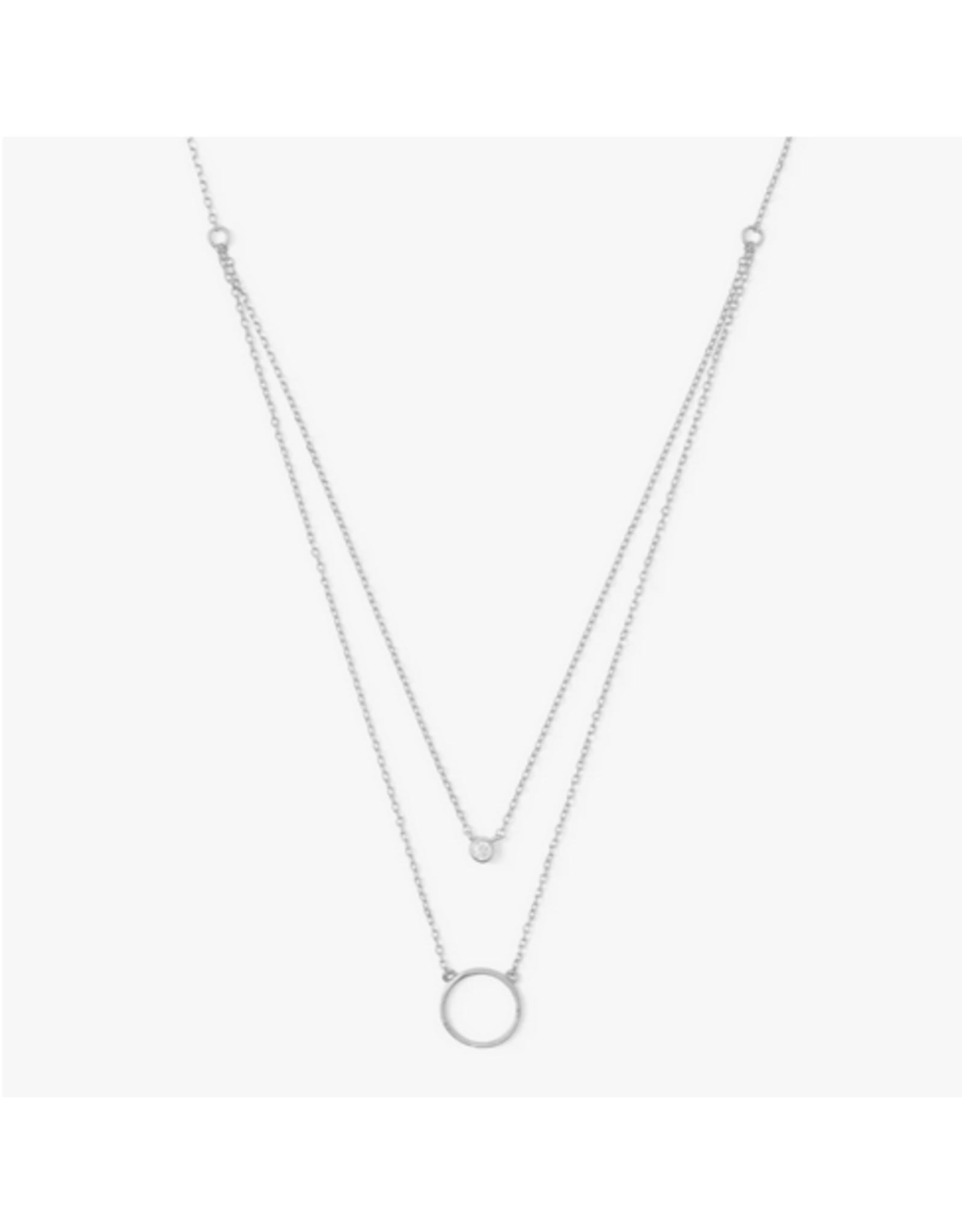 Splendid Iris Double Appeal Circle & CZ Necklace-Silver