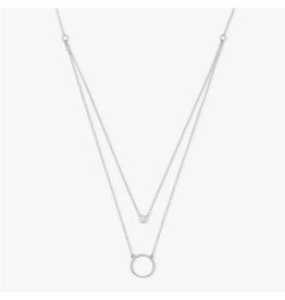 Splendid Iris Double Appeal Circle & CZ Necklace-Silver