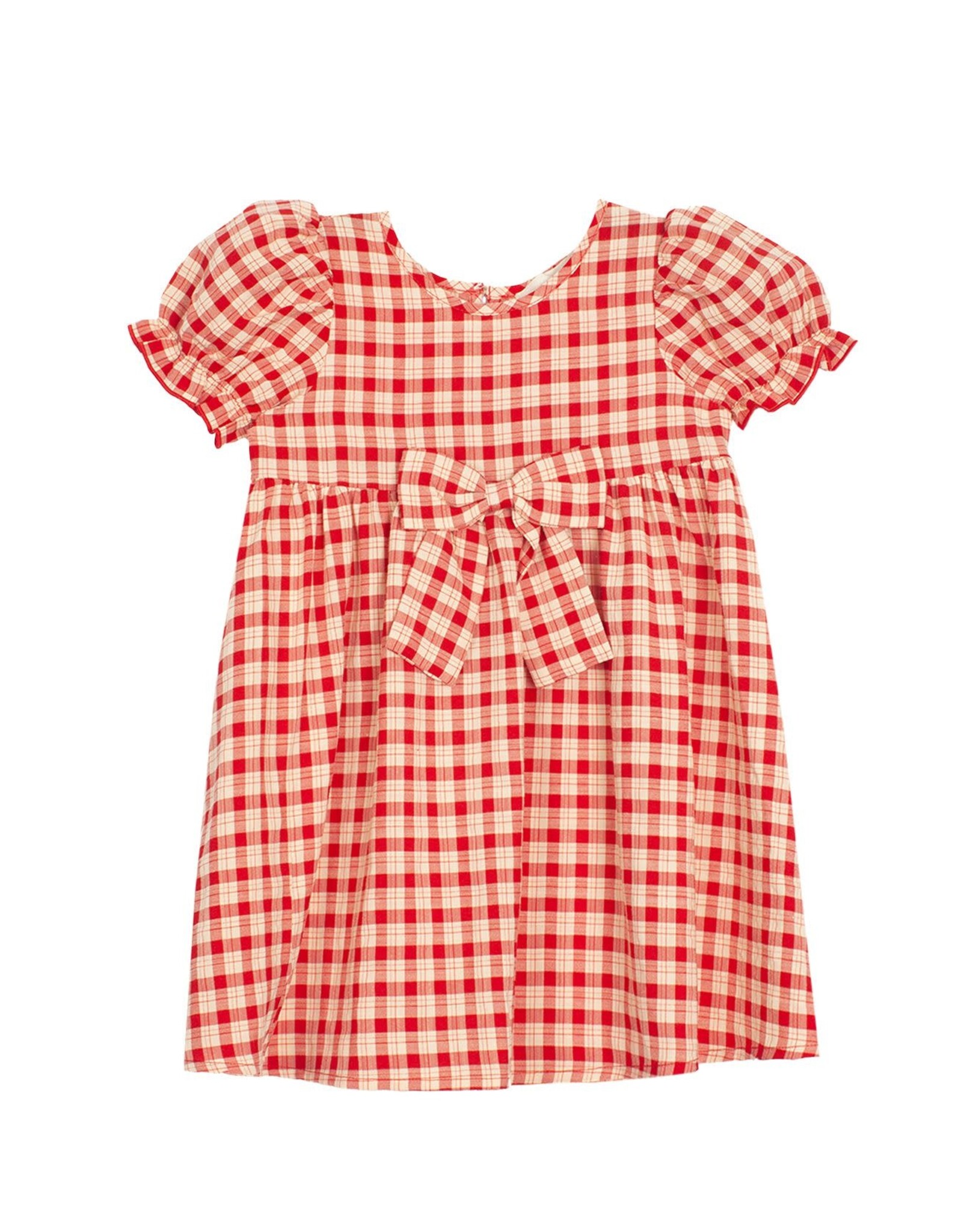 Mabel and Honey Paisley Woven Plaid Dress - Red