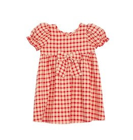 Mabel and Honey Paisley Woven Plaid Dress - Red