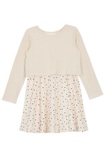 Mabel and Honey Starry Night Rib & Textured Knit Dress-Ivory